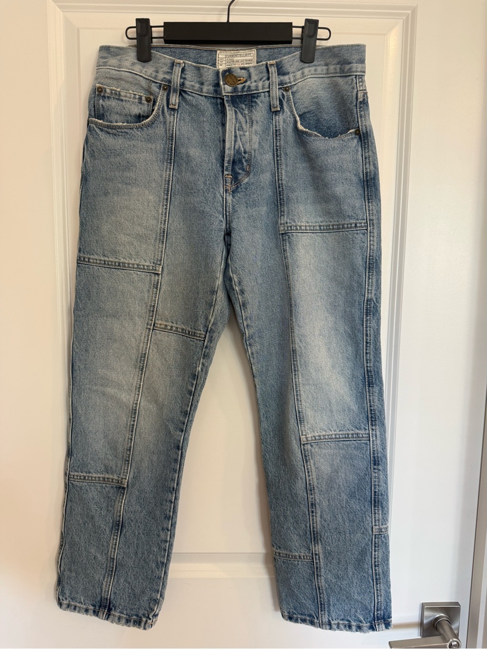 Current/Elliott Patchwork Relaxed Straight Leg Jeans